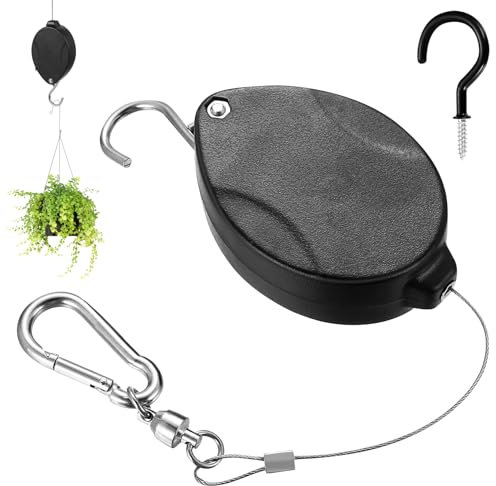 Crochet de Plafond Réglable avec Crochet à visser avec sécurité - Support pour Plantes Suspendues, Paniers à Fleurs et Pots- 1 Crochet+1Crochet à vis (Blanc)Pour les mangeoires à oiseaux