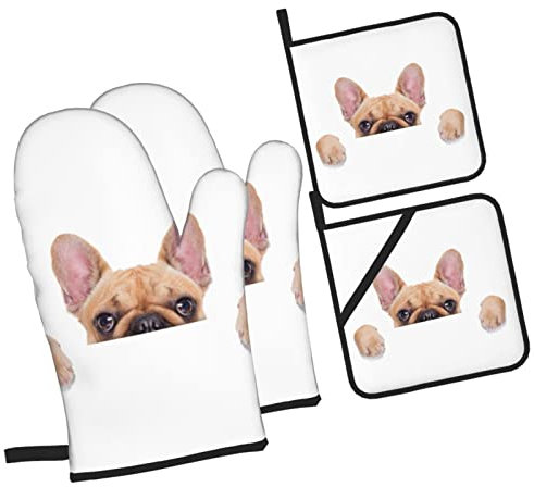 4 Pezzi Presine Da Cucina Set Funny French Bulldog Dog Guanti Da Forno Professional Divertenti Guanti Da Cucina Per Cottura Al Forno, Cucina, Cucinare