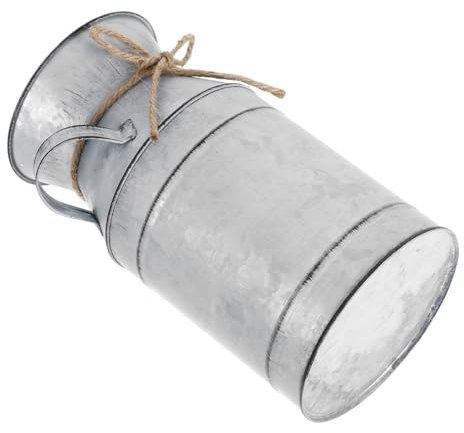 Luxshiny Jarrón Uso Versátil Retro Vintage de Hierro Forma de Jarra de Leche Rústica, Color Plata para Decoración del Hogar y Centros de Mesa