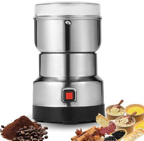 Molino Eléctrico De Café Y Especias – Molinillo Compacto De Acero Inoxidable De 150W Con Capacidad De 300ml – Molino Portátil Multiuso Para Granos De Café, Especias, Nueces, Hierbas Y Semillas