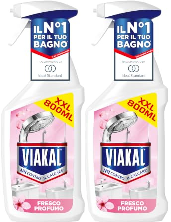 Viakal Profumo Fresco Spray Per Rimuovere Fino Al 100% Di Calcare Con Tecnologia Anti-Goccia (Confezione da 2)