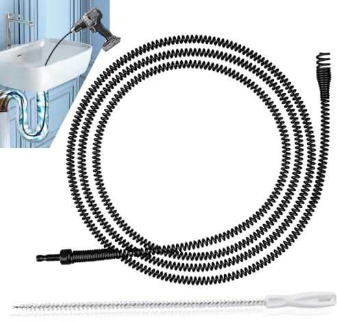 Pipe Cleaning Spiral Diameter 8 mm, Spiral Drain Pipe Cleaning Pipe Cleaner Drain Brush for Stubborn Blockages - Electrophoresis Process (‎8 mm, 3 m)
