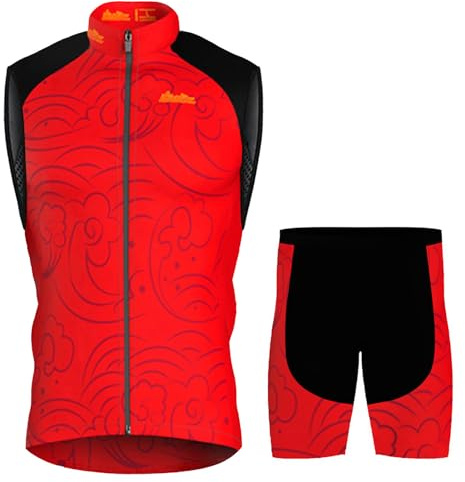 Completo Ciclismo Uomo Abbigliamento Bici MTB Estivo Maglia Ciclista Senza Maniche,Maglietta Bicicletta Gilet e Pantaloncini Shorts Bike con 9D Gel Imbottiti,Tuta Ciclo Sleeveless Asciugatura Rapida