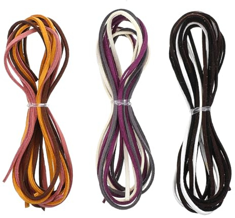 Leather Necklace Cord 10PCS Faux Leather String Rope Flat Thin Suede Leathers Lace Twine for Necklace, Bracelets, Jewelry Making, Tassels, Dream Catchers and Art Crafts(10 Colors, 3mm X 40in)