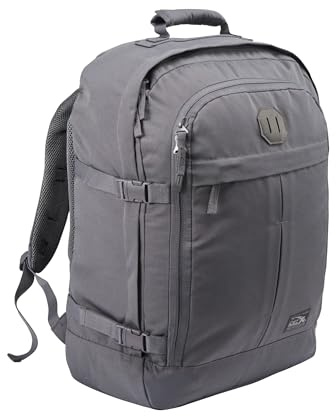 Cabin Max Metz - Borsa da cabina per EasyJet, Ryanair, Wizz Air e altro, zaino da viaggio per aerei, in poliestere riciclato, cinghie di compressione, resistenti, Grigio 55x40x20cm, Bagaglio a mano