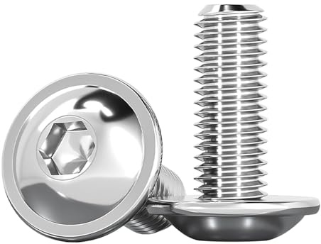 Humyu M5 Hex Head Bolts 16mm, M5 Flanged Button Head Bolts, 304 Stainless Steel Furniture Fully Threaded Fasteners, Allen Socket Drive, for Metal & Woodworking (Pack of 20)