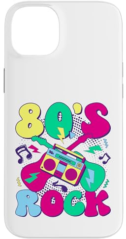 80’s Rock Design rétro années 80 avec Boombox et Guitares Coque pour iPhone 14 Plus