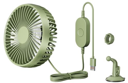 MZRAN Ventilador de coche con ventosa giratorio de 360 grados, USB, bajo ruido, control de 3 velocidades, potente refrigeración para el hogar, escritorio, oficina, portátil