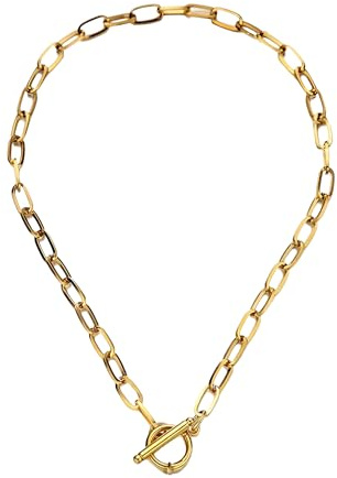 925 Sterling Silver Coin Toggle Necklace For Women, Paperclip Chain Padlock Pendant - Lock And Key, Heart,