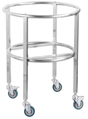WECLMH Edelstahl-Rundrahmenwagen, Transportwagen Für Suppentöpfe Mit Rädern, Ständer Für Milcheimer Für Kantinen Und Restaurants(35x35x72cm)