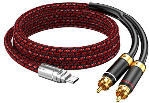 Primeda USB C to RCA Audio Cable Audiophile 2.5FT, Type C to 2RCA Male Jack Y Audio Splitter Cord Adapter for iPhone 16 15 Series, Home Theater, DVD, Amplifier, Speaker, Car Stereo