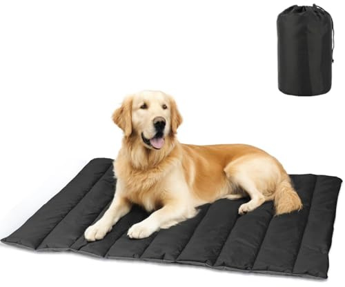 GAIALYST Hundedecke für Unterwegs,wasserdichte Hundematte für Outdoor,Faltbare Reisedecke Hund Camping, Wasserdichtes Hundematte für Draußen, für Mittelgroße & Grosse Hunde - Schwarz, 120 x 70 cm