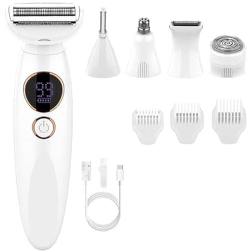 Rasoir Femme 5 en 1 | Tondeuse Électrique Étanche IPX7 pour Bikini, Aisselles, Jambes et Visage | Finition Propre & Douce pour Épilation à Domicile (1 pièce)