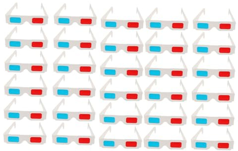 Kichvoe 30 Occhiali 3d Anaglifici in Cartone Bianco Lenti Rosse, Usa e Getta, Leggeri e Portatili, Set da 30 Pezzi per Film e Video, Adatti e Adulti per Esperienza Cinema a Casa
