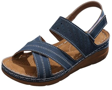Sandaler klackar sandaler tå klämma för kvinnor, kristallgelé strandflip-flops, koreanska studentkläder, sommarplatta kvinnor, bekväma, vintage, mockasandal, fyrkantig häl, Marin, 37 EU