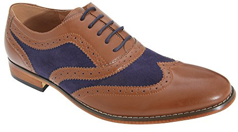 Goor Gatsby Homme design Brogue Bronzage Brun avec bleu insertion Chaussures Homme - EU 40.5