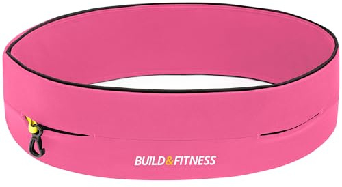Build & Fitness Löparbälte, flip midjebälte med nyckelklämma - passar alla telefoner (iPhone, Samsung och mer) - För män och kvinnor, Löpning, jogging, gymträning, cykling och utomhusaktiviteter