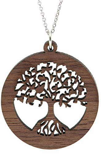 NaturSchatulle Kette mit Anhänger Lebensbaum Holz I Halskette Holzanhänger Baum des Lebens Silber 925 Halskette Damen Kettenanhänger Holz Holzschmuck Charms 50cm