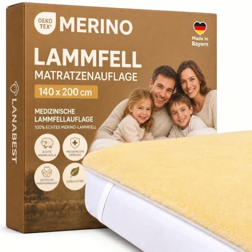 Cuscino per letto in pelle di agnello. Conceria medicinale. Lavabile a 30°. Organico. Quality premium fatto in Germania 140 x 200 cm