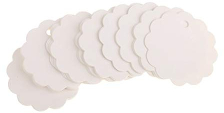 100 x Geschenkanhänger aus Pappe - Große Auswahl an Mustern - Weiß/Blume Weiß/Blume