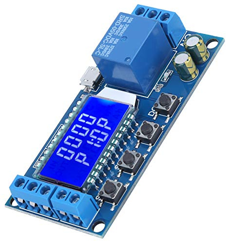 Oumefar Relé Temporizador Ciclo XY-LJ02, Módulo de Relé USB 6-30V, Interruptor de Control del Temporizador de Activador de Ciclo del Controlador con Pantalla LCD
