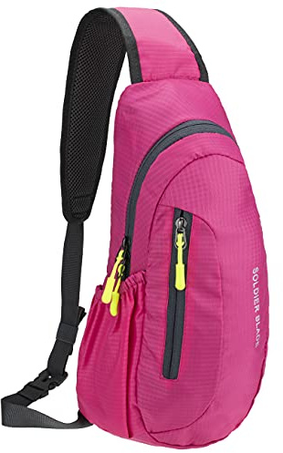 PivotWing Slingväskor, vattenavvisande nylon, lätt liten ryggsäck crossbody en sida axelväska för män kvinnor vandring resor cykling utomhus, Rosenröd, 41*21*10, Ryggsäck Ryggsäckar
