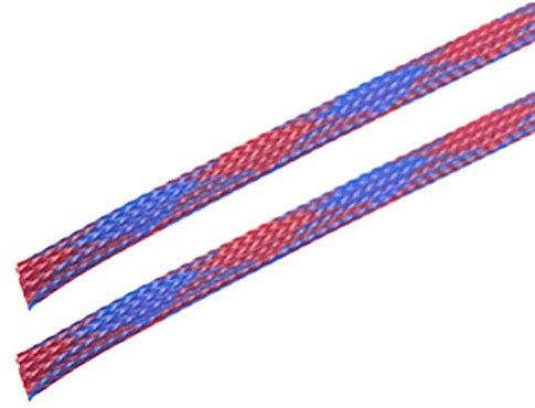 1 Meter Großhandel Farbe Melange Weben Flammhemmender Nylonschlauch Isolierter Geflechtschlauch Datenleitung Schutzdraht Kabel-blau rot,25 mm