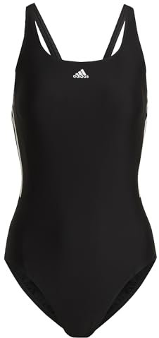 adidas Donna Mid 3-Stripes Swimsuit, Black / White, 40
