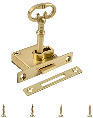 UFURMATE Vintage Lock Set with Key - Gold Cabinet, Drawer, Jewelry Box Lock with Retro Style, Antique Brass Finish
