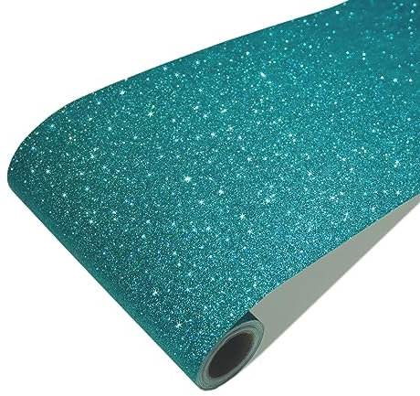 CRE8TIVE Pfauenblau Glitzer Tapete Selbstklebend Arbeitsplatte Fototapete Schlafzimmer Packpapier Klebefolie Möbel Vliestapete Schrankfolien Selbstklebend Dekorfolie Strukturtapete 20cm x 200cm