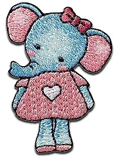 Mono-Quick Elefant Spielzeug Tier - Aufnäher, Bügelbild, Aufbügler, Applikationen, Patches, Flicken, zum aufbügeln, Größe: 4,1 x 3 cm