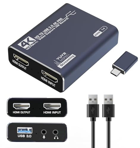WLXKJY Scheda di acquisizione: Elevate Your Streaming Game with 4K Full HD HDMI USB 3.0 Video Capture Card - Progettato per videocamere, PS4, OBS, PS5, Xbox