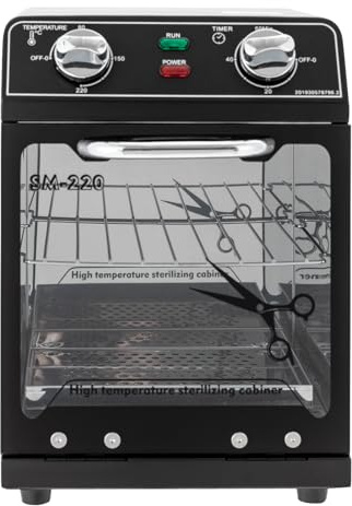 8L Sterilisatoren Hochtemperatur und Salon-Sterilisator Hochtemperatur Sterilisator für Nagelwerkzeuge Dentalwerkzeuge Friseurwerkzeuge 22 * 21 * 31.5cm Schwarz