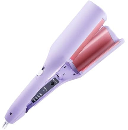 lmoikesz 32mm Hair Curler V Shaped Curling Iron Big Wave Hair Curling Wand Tongs French Egg Roll Hair Crimper for Long Hairs (Purple)