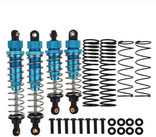 XBERSTAR 1/10 RC främre bakre stötdämpare 4-pack stötdämpare i aluminium för Tamiya DT-02 DF-02 DT-03 TT-02B 1/10 RC uppgraderingsdelar (blå)