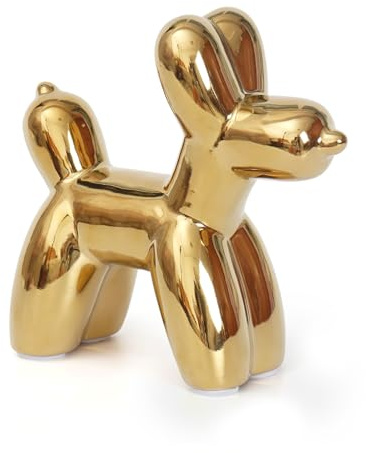 Notakia Statua a forma di cane a palloncino in ceramica, 16 cm, decorazione per soggiorno e scrivania, fatta a mano, moderna, piccola statua in ceramica a forma di animale, ornamento per la casa