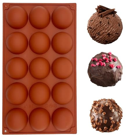 duoyif Stampi Semisfera Silicone Ø 5cm Stampi Semisfera Per Cioccolato, Stampo Da Forno a Sfera, Stampo In Silicone Emisfero Per Cioccolato Pralina Mousse a Cupola Decor Torta (15 cavità, Ø 5cm)