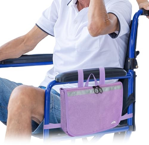 supregear Wheelchair Carry Bag - Accessories Pouch for Rollator, Walkers, Power Wheel Chairs and Knee Scooters - Side Armrest Storage Organizer for Elderly Seniors - Lightweight Portable Travel Tote
