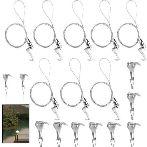 MZSX 8pcs Bilderaufhängeset Mit Haken, 2m Draht Seil Bilder Aufhängen Seil Einstellbar Fotoseil, verstellbares Draht-Set zum Aufhängen von Bildern, Für Wandbilder, Ausstellung, Kunstgalerie