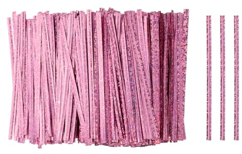 QUARKZMAN 500pcs Bolsa Twist Ties 4 Plástico Twist Ties Alambre Lazos Rosa | Reutilizables, para Fiesta Pan Dulces Pastel