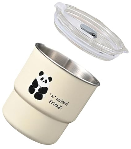 Taza de café de dibujos animados de acero inoxidable 304 cuenta con hermosos diseños de panda de animales para estudiantes y niños