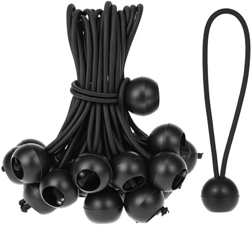 QWORK 50 stycken elastiska sträckare med kula, 10 cm, gummispännare, lämplig för tält, presenningar, banderoller, hushållsartiklar, svart