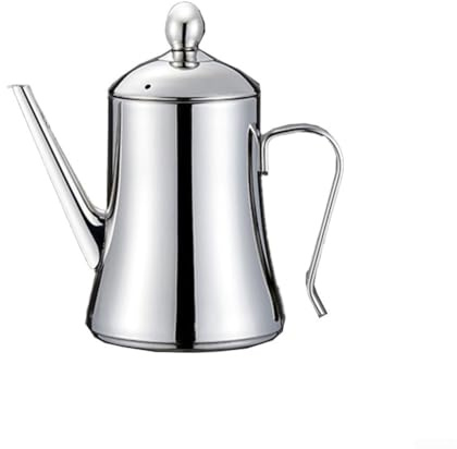 babominimer Ölkanne, 1 l Olivenölausgießer, SUS304 Edelstahl-Ölkanne, Tropfkanne, tropfsicherer Ausguss (Silber)