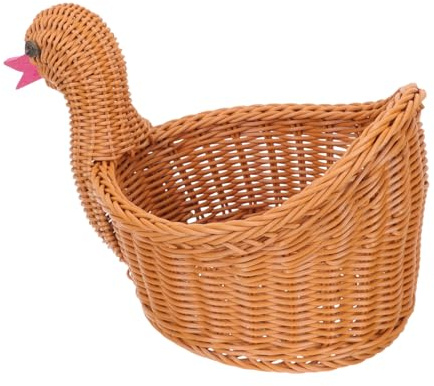 Alipis Panier Tissé Imitation Rotin Multifonction, Taille Petite, Matière Plastique Solide, Design Original Canard, Usage Maison Cuisine, Panier à Fruits Et Collations Décoratif