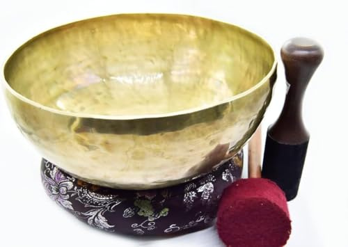 Cuenco tibetano martillado a mano de 6 pulgadas, ideal para meditación, yoga, baño de sonido, atención plena, relajación, cojín, mazo de madera y baqueta incluidos