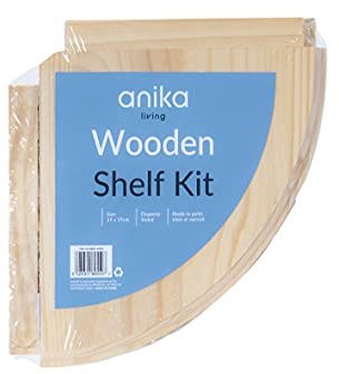 Anika Living Wooden Floating Corner Shelves / 2 Sizes/Easy To Assemble Wall Mounted Shelf/Ready To Paint, Stain Or Varnish/Fixtures Included (19cm x 19cm)
