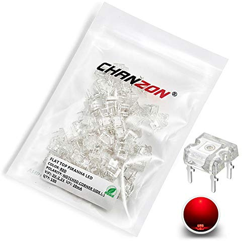 Chanzon 100 pcs Flat Piranha Red LED Diode Lights (Super Flux 4 pins Clear DC 2V 20mA) Lighting Bulb Lamps Electronics Components Light Emitting Diodes