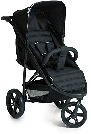 hauck Poussette Citadine Trois Roues Rapid 3 / Jusqu'à 25 kg / Pliable compacte / Hauteur Réglable / Position Couchée dès la Naissance / Grandes Roues / Panier Achats / Noir