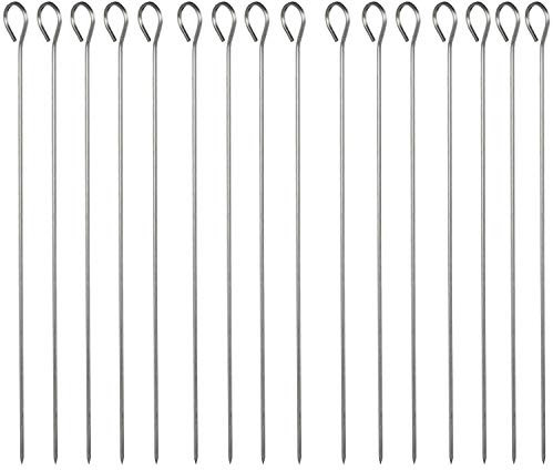 rukauf 20 spiedi per barbecue, in acciaio inox, 30 cm, spiedi per carne e verdure, quadrati