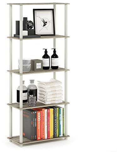 Furinno Turn-N-Tube Espositore multiuso a 5 livelli, rovere Sonoma/bianco